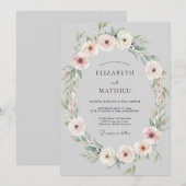 Invitation Mariage Couronne Argent Rosé (Devant / Derrière)