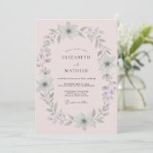 Invitation Mariage Couronne Argent Rose Pâle (Debout devant)