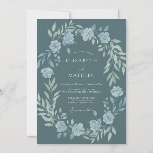 Invitation Mariage Couronne Argent Slate (Devant)