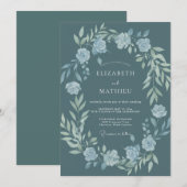 Invitation Mariage Couronne Argent Slate (Devant / Derrière)