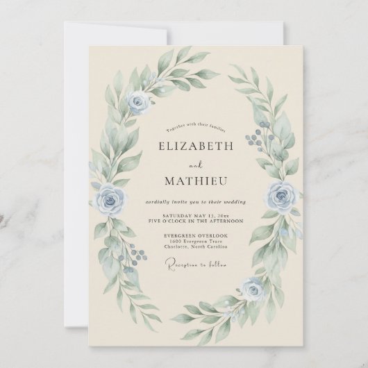 Invitation Mariage Couronne Argenté Clair (Devant)