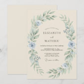 Invitation Mariage Couronne Argenté Clair (Devant / Derrière)