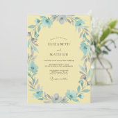 Invitation Mariage Couronne Argentée Citron (Debout devant)
