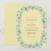 Invitation Mariage Couronne Argentée Citron (Devant / Derrière)