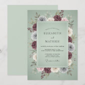 Invitation Mariage Couronne Argentée de Prune (Devant / Derrière)