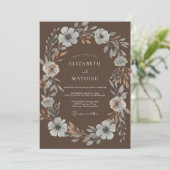 Invitation Mariage Couronne Argentée Mocha (Debout devant)