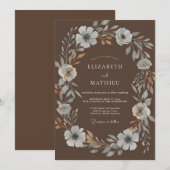 Invitation Mariage Couronne Argentée Mocha (Devant / Derrière)