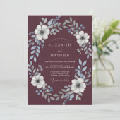 Invitation Mariage Couronne Argentée Plum Perle (Debout devant)