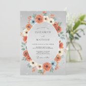 Invitation Mariage Couronne Argentée Terracotta (Debout devant)