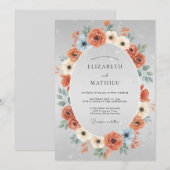 Invitation Mariage Couronne Argentée Terracotta (Devant / Derrière)