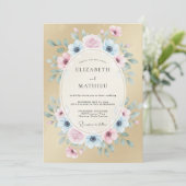 Invitation Mariage Couronne Azur Champagne (Debout devant)