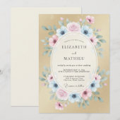 Invitation Mariage Couronne Azur Champagne (Devant / Derrière)