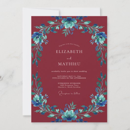 Invitation Mariage Couronne Azur Marron Doux (Devant)