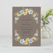Invitation Mariage Couronne Azur Mocha (Debout devant)
