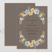 Invitation Mariage Couronne Azur Mocha (Devant / Derrière)