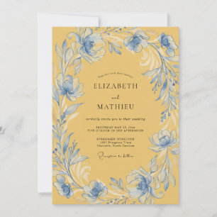 Invitation Mariage Couronne Azur Or