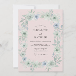 Invitation Mariage Couronne Azur Rosé