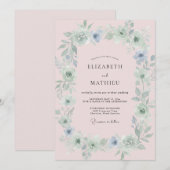 Invitation Mariage Couronne Azur Rosé (Devant / Derrière)