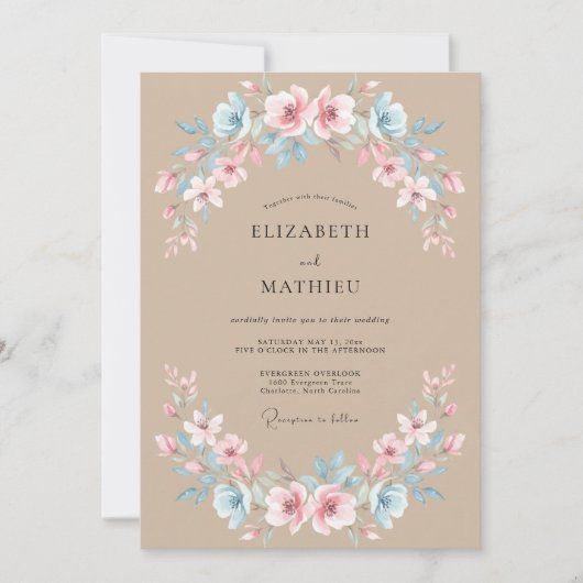 Invitation Mariage Couronne Azur Sable (Devant)