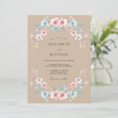 Invitation Mariage Couronne Azur Sable (Debout devant)