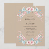 Invitation Mariage Couronne Azur Sable (Devant / Derrière)