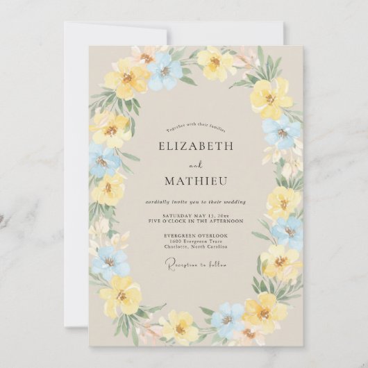 Invitation Mariage Couronne Azurée Citron (Devant)