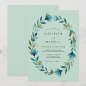 Invitation Mariage Couronne Azurée Mousse de Mer (Devant / Derrière)