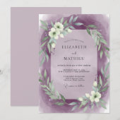 Invitation Mariage Couronne Blanche Améthyste (Devant / Derrière)
