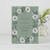 Invitation Mariage Couronne Blanche Céladon (Debout devant)