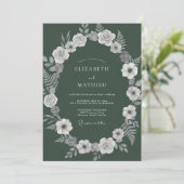 Invitation Mariage Couronne Blanche Evergreen (Debout devant)