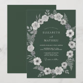 Invitation Mariage Couronne Blanche Evergreen (Devant / Derrière)