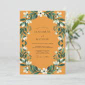 Invitation Mariage Couronne Blanche Ocre (Debout devant)