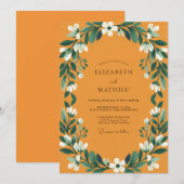 Invitation Mariage Couronne Blanche Ocre (Devant / Derrière)