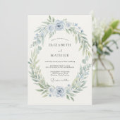 Invitation Mariage Couronne Bleu Pâle (Debout devant)