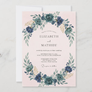 Invitation Mariage Couronne Bleue Rosée