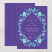 Invitation Mariage Couronne Botanique Violette (Devant / Derrière)
