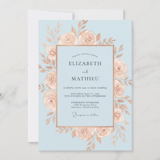 Invitation Mariage Couronne Ciel Champagne (Devant)