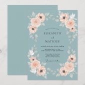 Invitation Mariage Couronne d'Abricot Ardoise (Devant / Derrière)