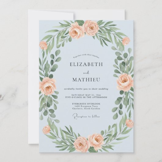 Invitation Mariage Couronne d'Abricot Ciel (Devant)