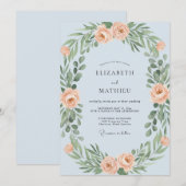 Invitation Mariage Couronne d'Abricot Ciel (Devant / Derrière)