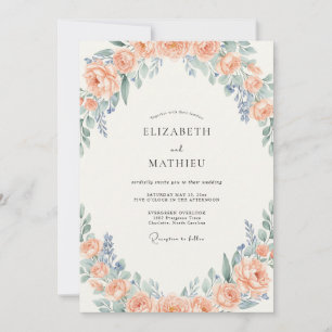 Invitation Mariage Couronne d'Abricot et de Pervenche