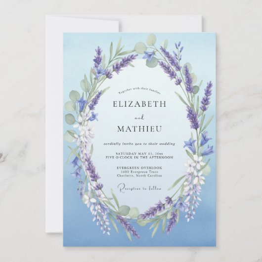 Invitation Mariage Couronne d'Améthyste Azur (Devant)