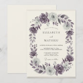 Invitation Mariage Couronne d'Argent et d'Améthyste (Devant / Derrière)