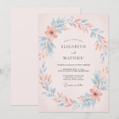 Invitation Mariage Couronne d'Azur Corail (Devant / Derrière)