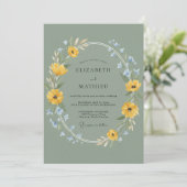Invitation Mariage Couronne d'Azur Moutarde (Debout devant)