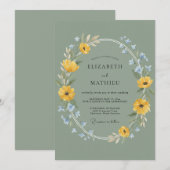Invitation Mariage Couronne d'Azur Moutarde (Devant / Derrière)