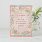 Invitation Mariage Couronne de Blé Champagne (Debout devant)