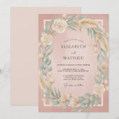 Invitation Mariage Couronne de Blé Champagne (Devant / Derrière)