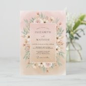Invitation Mariage Couronne de Blush Ivory (Debout devant)