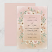 Invitation Mariage Couronne de Blush Ivory (Devant / Derrière)